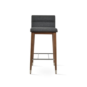 Soho Concept Corona Wood Comfort Barstools & Counterstools - Stylish Wool Upholstery, 10-year Guarantee, Walnut Finish Walnut,Dark Grey  Soho-concept-dining-chair-07581