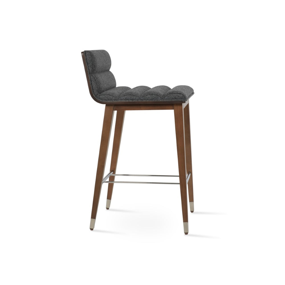 Soho Concept Corona Wood Comfort Barstools & Counterstools - Stylish Wool Upholstery, 10-year Guarantee, Walnut Finish Walnut,Dark Grey  Soho-concept-dining-chair-10890