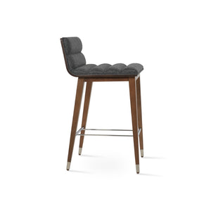 Soho Concept Corona Wood Comfort Barstools & Counterstools - Stylish Wool Upholstery, 10-year Guarantee, Walnut Finish Walnut,Dark Grey  Soho-concept-dining-chair-06623