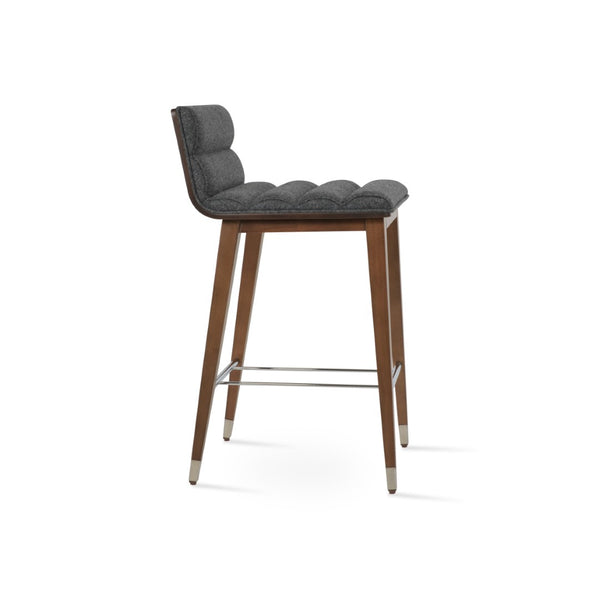 Soho Concept Corona Wood Comfort Barstools & Counterstools - Stylish Wool Upholstery, 10-year Guarantee, Walnut Finish Walnut,Dark Grey  Soho-concept-dining-chair-06623