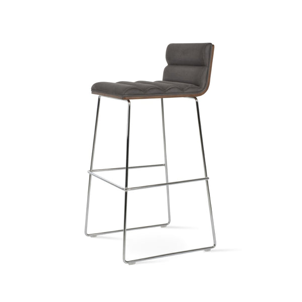 Soho Concept Corona Handle Barstools & Counterstools - Stylish Ergonomic Plywood Seats With Comfortable Upholstery Walnut,Grey  Soho-concept-dining-chair-07535