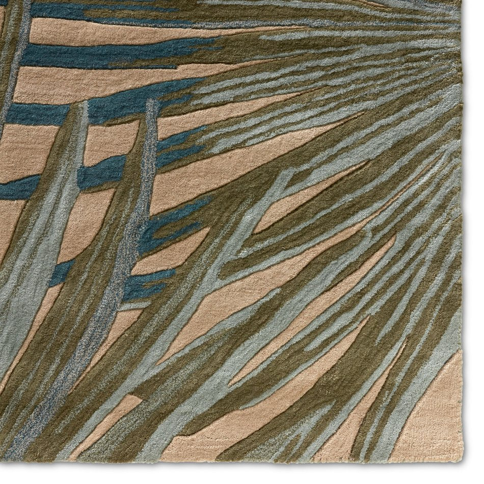 Jaipur Living Coastal Seaside Palmetto Cos33 Tufted Handmade 100% Wool Contemporary Floral Indoor Rug Blue, Green 100% Wool, 100% Cotton Rug127445
