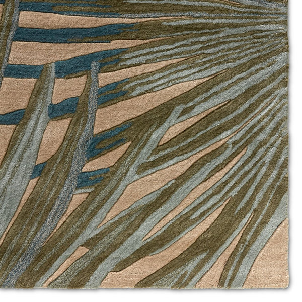 Jaipur Living Coastal Seaside Palmetto Cos33 Tufted Handmade 100% Wool Contemporary Floral Indoor Rug Blue, Green 100% Wool, 100% Cotton Rug127445
