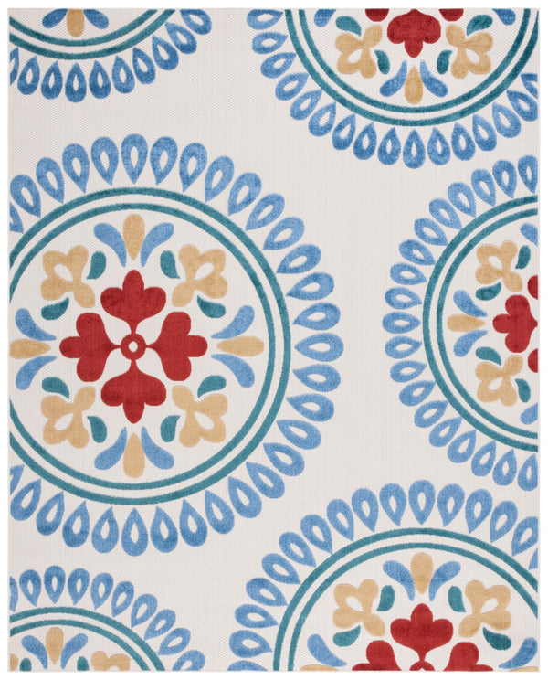 Safavieh Sams Bahama Cottage Power Loomed Indoor / Outdoor Rug Cream / Sky Blue COTS445B-8