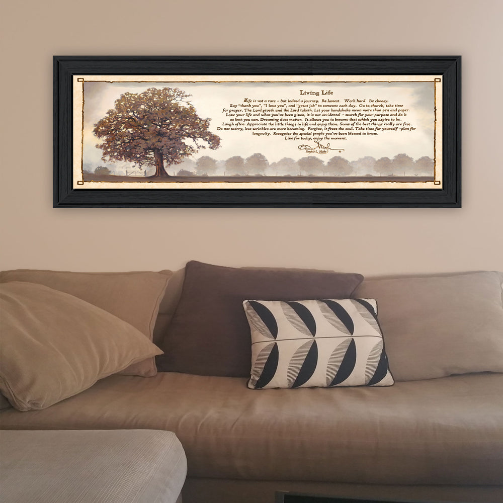 English Elm "living Life" Bonnie Mohr Framed Wall Art Fade Resistant Canvas Ready to Hang B06787593