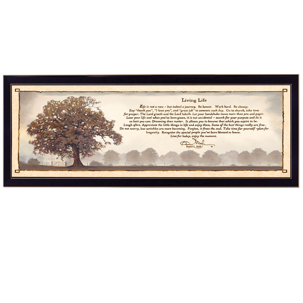 English Elm "living Life" Bonnie Mohr Motivational Print Solid Wood Black Framed Wall Art B06785750
