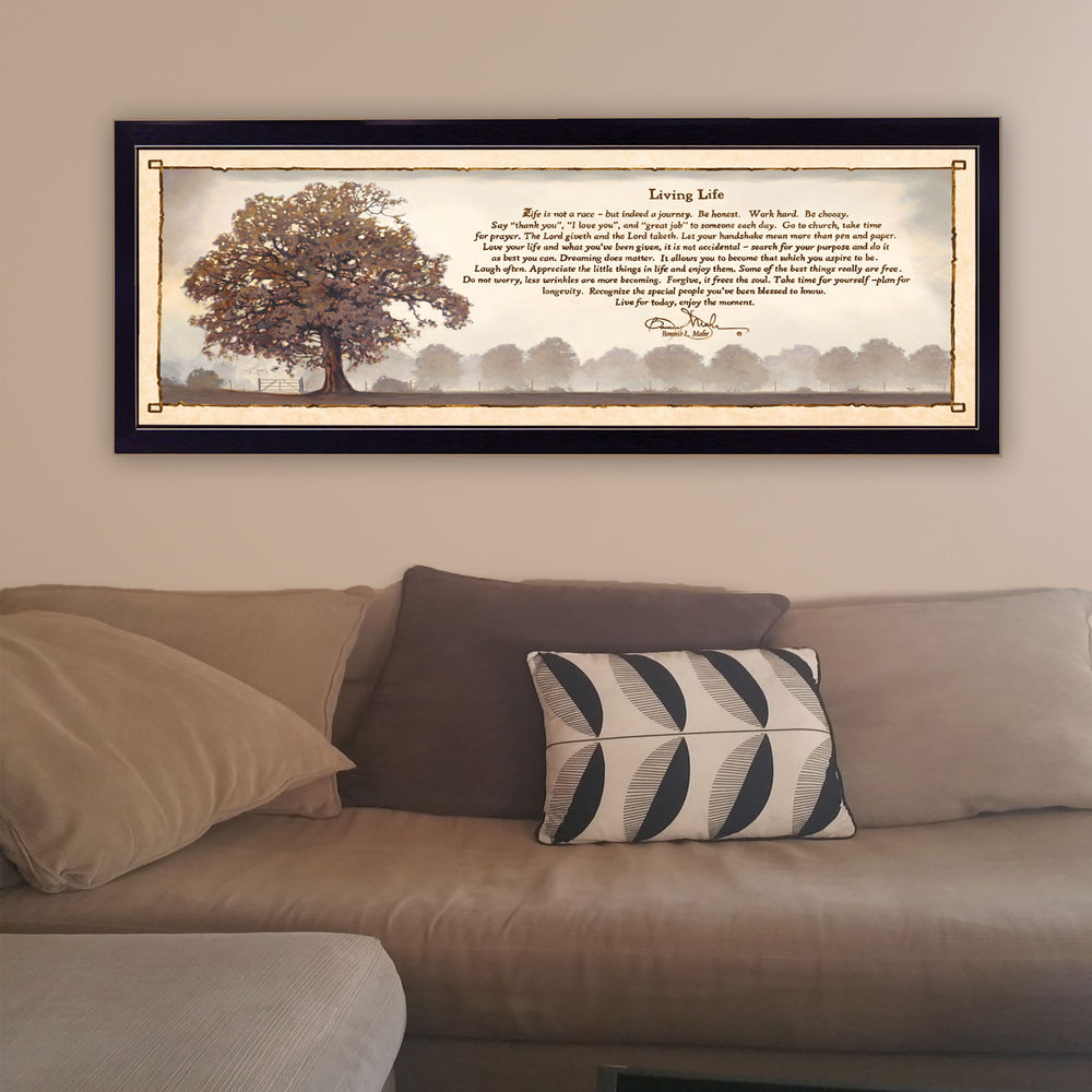 English Elm "living Life" Bonnie Mohr Motivational Print Solid Wood Black Framed Wall Art B06785750