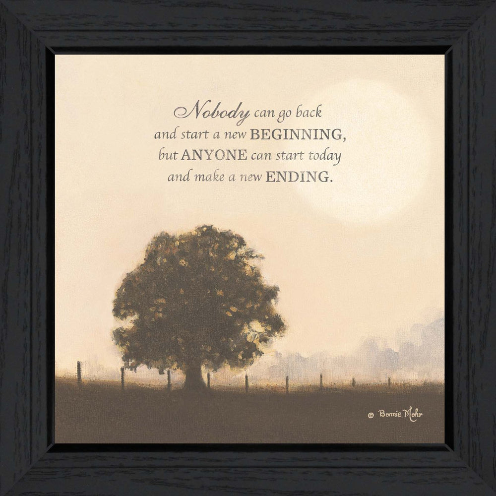 English Elm "new Ending" Bonnie Mohr Inspirational Black Framed Canvas Print Ready to Hang B06785753