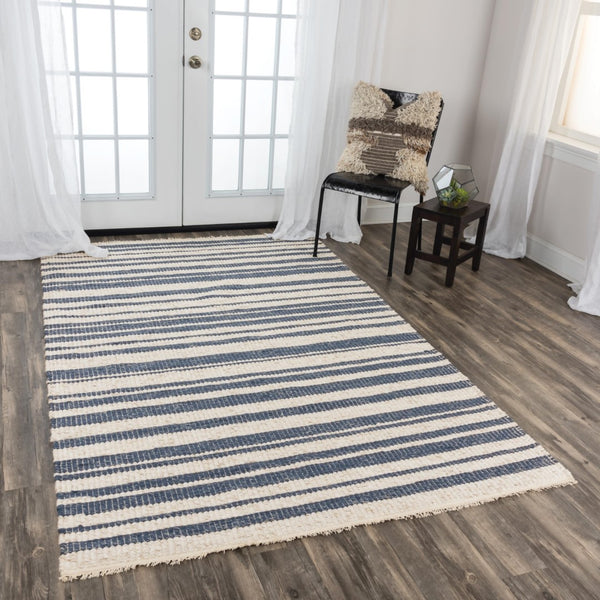 Rizzy Capri CPI107 Hand Woven Casual Polyester/Wool Blend Rug Ivory/Blue 8'6" x 11'6"