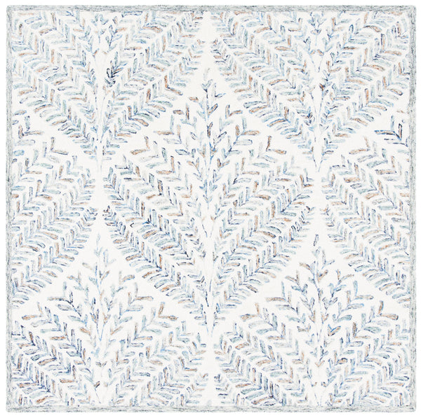 Safavieh Capri Hand Tufted Wool Area Rug - Elegant Floral Design In Ivory And Blue For Luxurious Home Decor Ivory ,Blue Wool Cpr208a-11sq