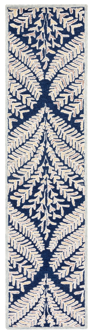 Safavieh Capri Hand Tufted Wool Area Rug - Elegant Floral Design In Ivory And Blue For Luxurious Home Decor Navy ,Ivory Wool Cpr208n-25