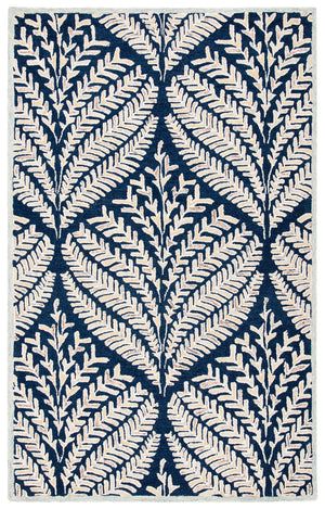 Safavieh Capri Hand Tufted Wool Area Rug - Elegant Floral Design In Ivory And Blue For Luxurious Home Decor Navy ,Ivory Wool Cpr208n-25