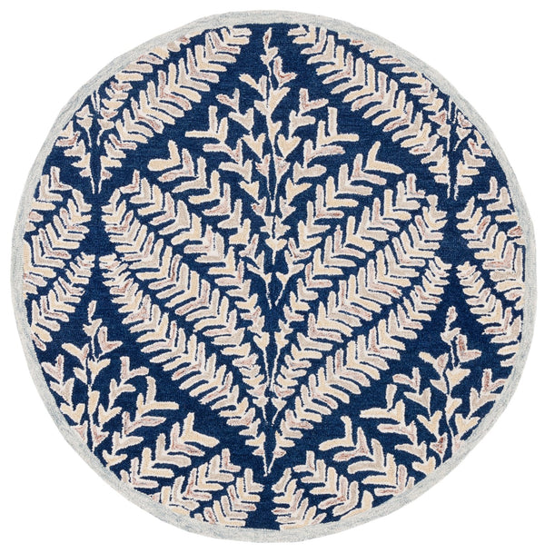 Safavieh Capri Hand Tufted Wool Area Rug - Elegant Floral Design In Ivory And Blue For Luxurious Home Decor Navy ,Ivory Wool Cpr208n-25