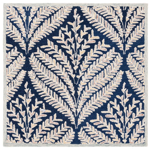 Safavieh Capri Hand Tufted Wool Area Rug - Elegant Floral Design In Ivory And Blue For Luxurious Home Decor Navy ,Ivory Wool Cpr208n-25