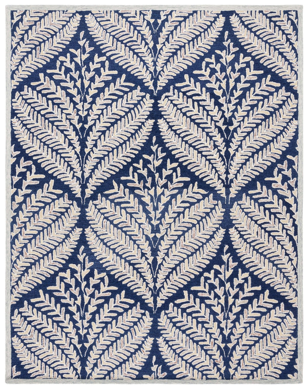 Safavieh Capri Hand Tufted Wool Area Rug - Elegant Floral Design In Ivory And Blue For Luxurious Home Decor Navy ,Ivory Wool Cpr208n-25