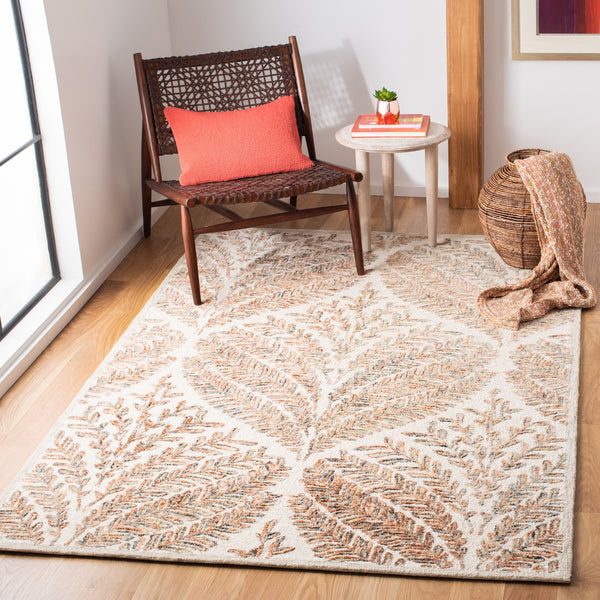 Safavieh Capri Hand-Tufted Oval Wool Rug 5X8 In Ivory Brown – Soft 1/2" Pile, Durable Natural Fiber, Elegant Finish CPR208T-5OV