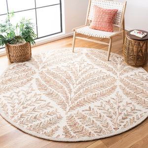 Safavieh Capri Hand-Tufted Oval Wool Rug 5X8 In Ivory Brown – Soft 1/2" Pile, Durable Natural Fiber, Elegant Finish CPR208T-5OV