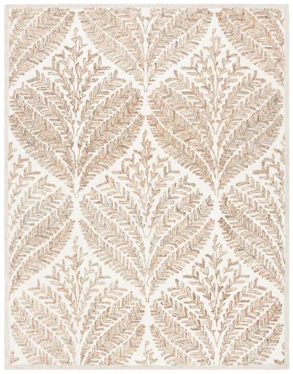 Safavieh Capri Hand-Tufted Oval Wool Rug 5X8 In Ivory Brown – Soft 1/2" Pile, Durable Natural Fiber, Elegant Finish CPR208T-5OV