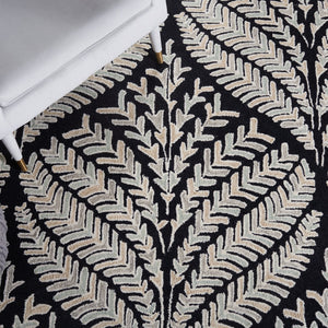 Safavieh Capri Hand Tufted Wool Area Rug - Elegant Floral Design In Ivory And Blue For Luxurious Home Decor Black ,Ivory Wool Cpr208z-1115