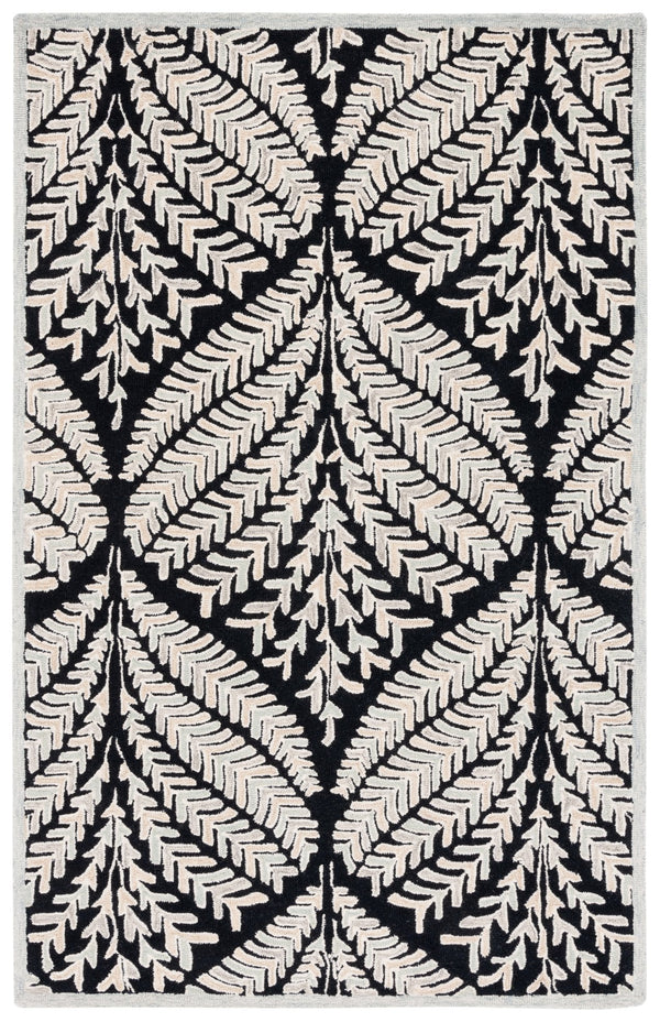 Safavieh Capri Hand Tufted Wool Area Rug - Elegant Floral Design In Ivory And Blue For Luxurious Home Decor Black ,Ivory Wool Cpr208z-1115