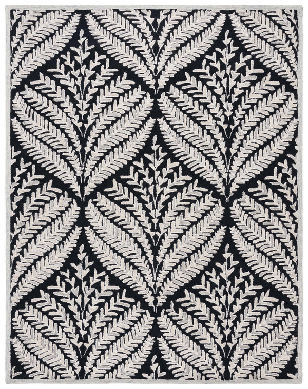 Safavieh Capri Hand Tufted Wool Area Rug - Elegant Floral Design In Ivory And Blue For Luxurious Home Decor Black ,Ivory Wool Cpr208z-1115