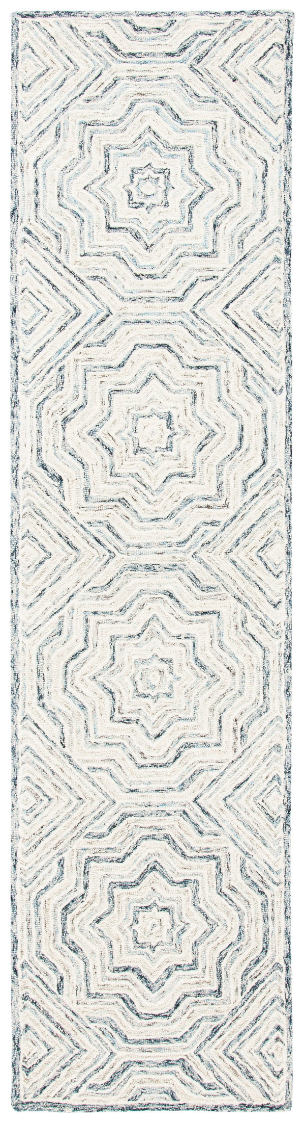 Safavieh Capri Hand‑Tufted Wool Rug In Beige & Blue Geometric Lattice — Low 1/4" Pile, Artisanal Indian Craftsmanship 5'-0" x 5'-0" CPR215B-5SQ