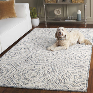 Safavieh Capri Hand-Tufted Wool Rug In Beige And Blue With Carved Geometric Pattern For Timeless Rooms 10'-0" x 14'-0" CPR215B-10