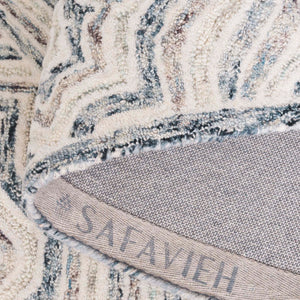 Safavieh Capri Hand-Tufted Wool Rug In Beige And Blue With Carved Geometric Pattern For Timeless Rooms 10'-0" x 14'-0" CPR215B-10