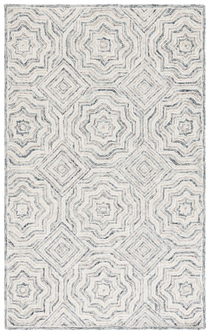 Safavieh Capri Hand-Tufted Wool Runner In Beige & Blue Diamond Pattern — Durable Low-Profile 1/4" Pile For Hallways 2'-3" x 7'-0" CPR215B-27