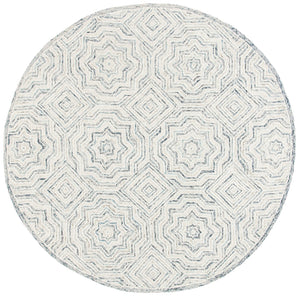 Safavieh Capri Hand‑Tufted Wool Rug In Beige & Blue Geometric Lattice — Low 1/4" Pile, Artisanal Indian Craftsmanship 5'-0" x 5'-0" CPR215B-5SQ