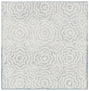 Safavieh Capri Hand-Tufted Round Wool Rug In Beige And Blue With Geometric Lattice Texture, Low Pile Comfort 5'-0" x 5'-0" CPR215B-5R