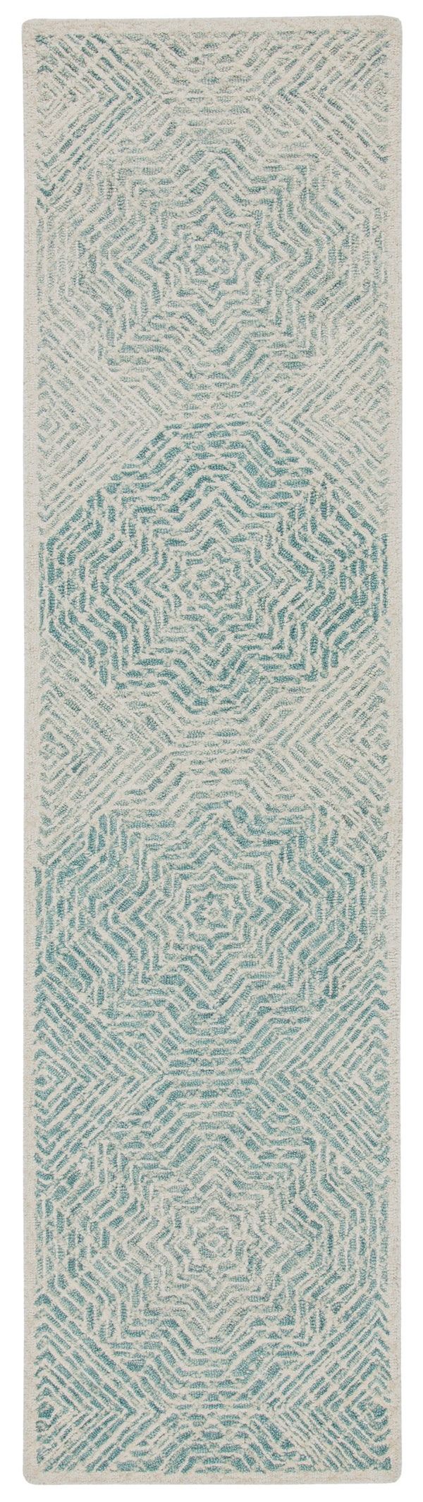 Safavieh Capri Hand-Tufted Wool Round Rug In Blue And Ivory — Geometric Transitional Design, Low Pile 9'-0" x 9'-0" CPR215N-9R