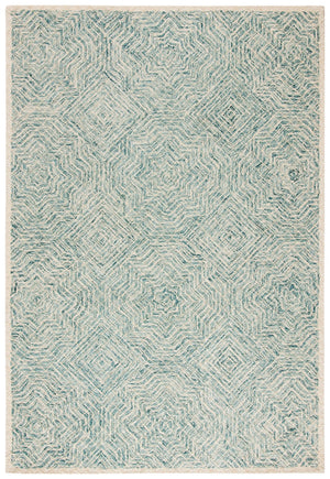Safavieh Capri Hand-Tufted Wool Rug In Blue Ivory Geometric Pattern — Plush Low-Profile Comfort For Small Spaces 9'-0" x 9'-0" CPR215N-9SQ