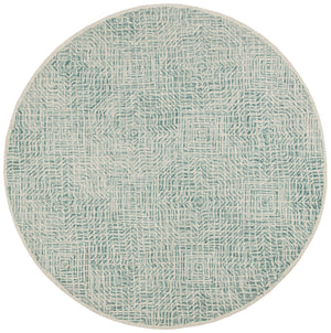 Safavieh Capri Hand-Tufted Wool Round Rug In Blue And Ivory — Geometric Transitional Design, Low Pile 9'-0" x 9'-0" CPR215N-9R