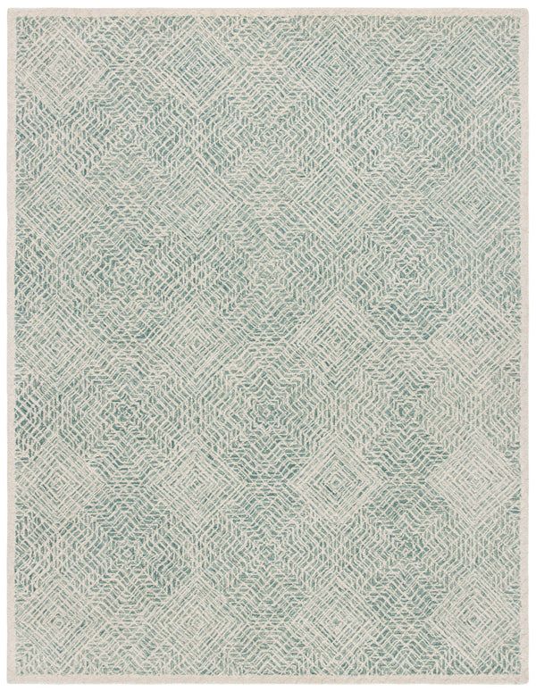 Safavieh Capri Hand-Tufted Wool Round Rug In Blue And Ivory — Geometric Transitional Design, Low Pile 9'-0" x 9'-0" CPR215N-9R