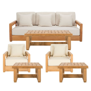 Safavieh MONTFORD Teak End Table - Contemporary Outdoor Accent with Natural Durability for Stylish Living Spaces CPT1002A