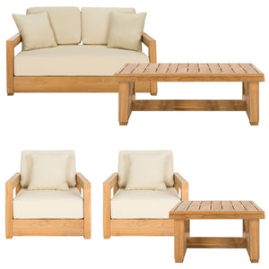 Safavieh MONTFORD Teak End Table - Contemporary Outdoor Accent with Natural Durability for Stylish Living Spaces CPT1002A
