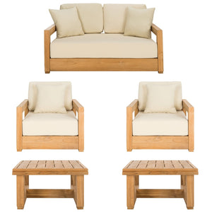 Safavieh MONTFORD Teak End Table - Contemporary Outdoor Accent with Natural Durability for Stylish Living Spaces CPT1002A