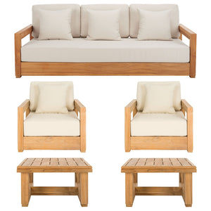 Safavieh MONTFORD Teak End Table - Contemporary Outdoor Accent with Natural Durability for Stylish Living Spaces CPT1002A