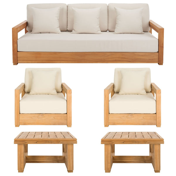 Safavieh MONTFORD Teak End Table - Contemporary Outdoor Accent with Natural Durability for Stylish Living Spaces CPT1002A
