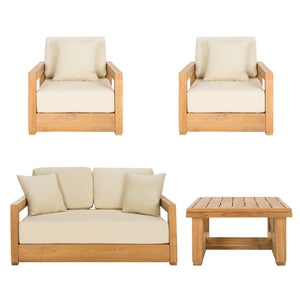Safavieh MONTFORD Teak End Table - Contemporary Outdoor Accent with Natural Durability for Stylish Living Spaces CPT1002A
