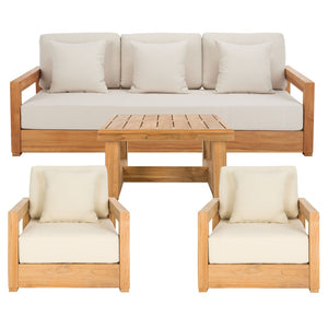 Safavieh MONTFORD Teak End Table - Contemporary Outdoor Accent with Natural Durability for Stylish Living Spaces CPT1002A