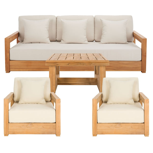 Safavieh MONTFORD Teak End Table - Contemporary Outdoor Accent with Natural Durability for Stylish Living Spaces CPT1002A