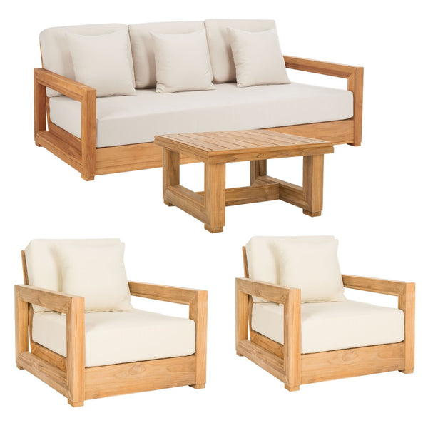 Safavieh MONTFORD Brazilian Teak 3-Seat Bench – Stylish Outdoor Seating for Patios and Gardens, Weather-Resistant Natural Teak / Beige CPT1004A