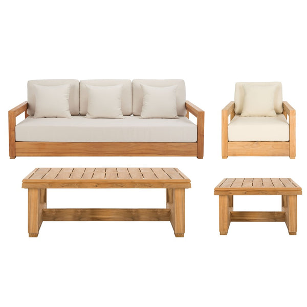 Safavieh MONTFORD Teak End Table - Contemporary Outdoor Accent with Natural Durability for Stylish Living Spaces CPT1002A