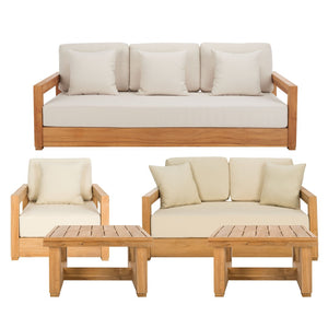 Safavieh MONTFORD Teak End Table - Contemporary Outdoor Accent with Natural Durability for Stylish Living Spaces CPT1002A