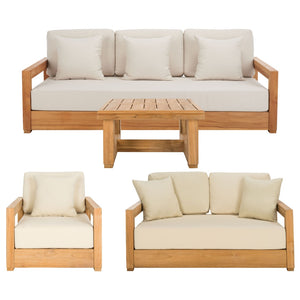 Safavieh MONTFORD Teak End Table - Contemporary Outdoor Accent with Natural Durability for Stylish Living Spaces CPT1002A