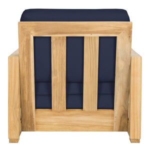 Safavieh MONTFORD Outdoor Armchair - Sleek Black Frame & Beige Upholstery for Stylish Patio Comfort CPT1000B