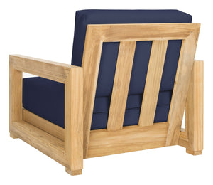 Safavieh MONTFORD Outdoor Armchair - Sleek Black Frame & Beige Upholstery for Stylish Patio Comfort CPT1000B