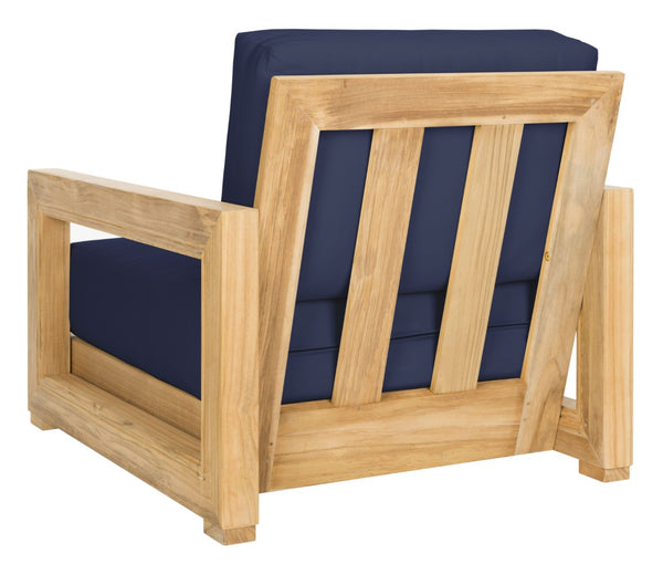 Safavieh MONTFORD Outdoor Armchair - Sleek Black Frame & Beige Upholstery for Stylish Patio Comfort CPT1000B